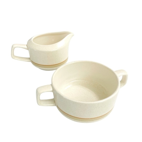 LENOX Temper-ware Beige Creamer & Sugar Bowl no lid, 2 3/4" & 21/4" stoneware - Picture 5 of 8
